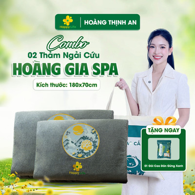 Combo 2 Thảm Ngải Cứu Hoàng Thịnh An Hoàng Gia Spa Happy Life Kích Thước 70x180cm Cao Cấp Chính Hãng