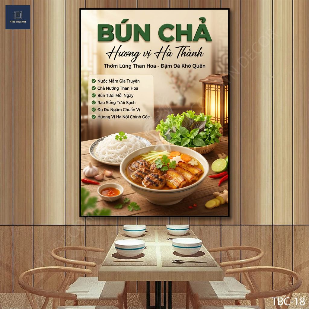 Tranh Decor Quán Bún Chả Bún Chả Hà Nội – Món Ăn Việt Nam Trang Trí Nhà Hàng Quán Ăn Canvas Cao Cấp