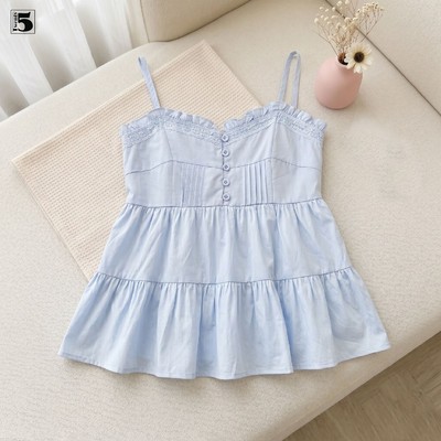 Áo hai dây 3 tầng Twentyfive, cài cúc trước ngực, phối ren viền áo 7235