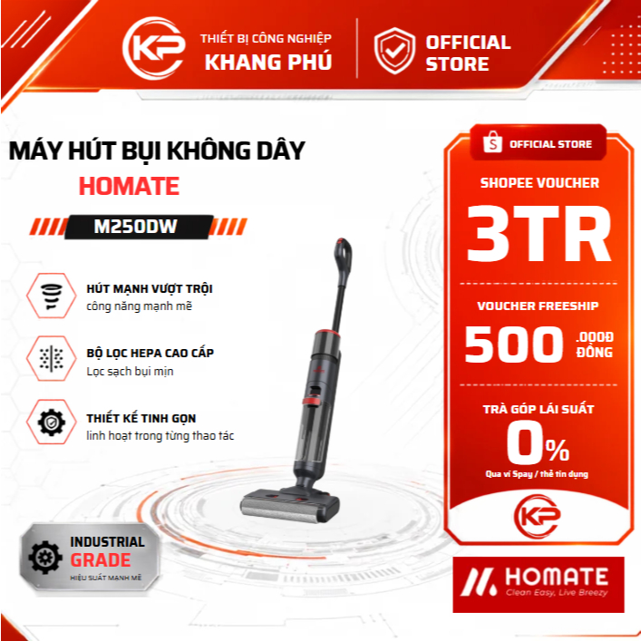 Máy hút bụi lau nhà không dây Homate M250DW