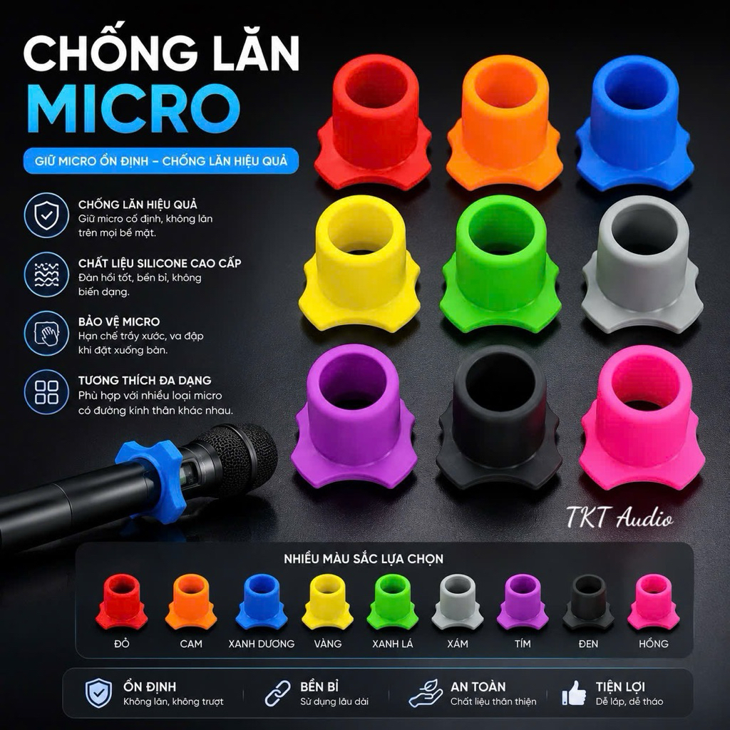 (VIDEO) Chống lăn micro 4 cạnh chọn màu, chặn trên chặn dưới - Phụ kiện micro không dây