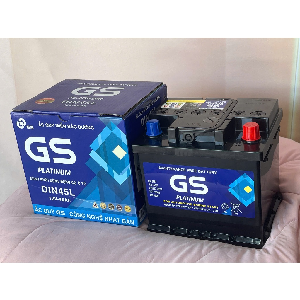 Ắc Quy GS DIN45L 12V 45Ah Khô Miễn Bảo Dưỡng Chính Hãng Cho Ô Tô