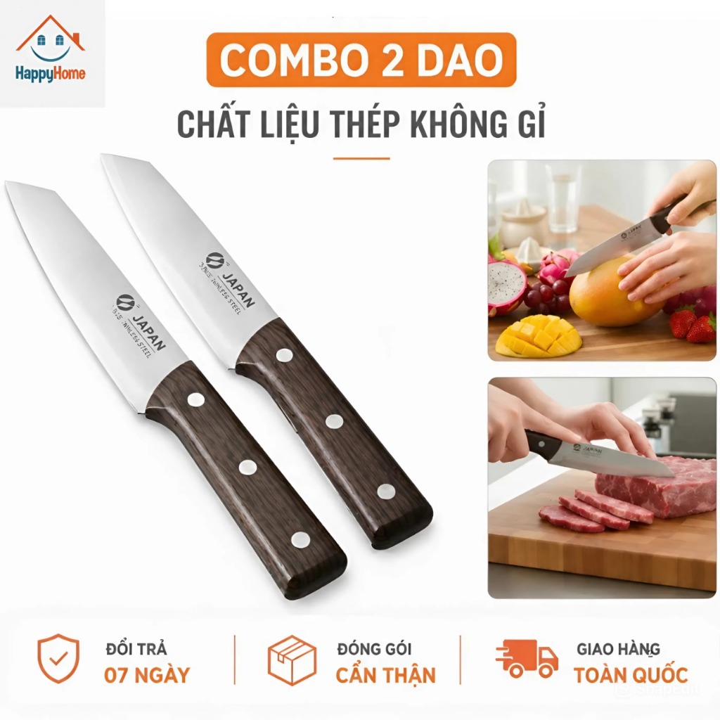 Combo 2 Dao Thái Thịt Cán Tán Đinh Chắc Chắn - Dao Làm Bếp Đa Năng Siêu Sắc