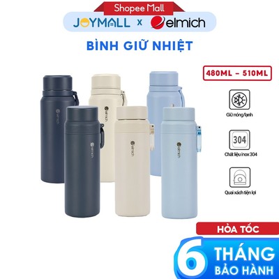 Bình Giữ Nhiệt Inox 304 Elmich EL8382 810ml EL8383 510ml, Hàng Chính Hãng,Quai Xách Tiện Lợi-JoyMall