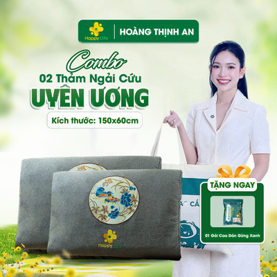 Combo 2 Thảm Ngải Cứu Hoàng Thịnh An Uyện Ương Chính Hãng Happy Life Kích Thước 60x150cm