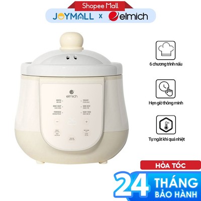 Nồi nấu chậm Elmich SCE-8524OL 1L, tự ngắt khi quá nhiệt, 6 chế độ nấu - Hàng chính hãng - JoyMall