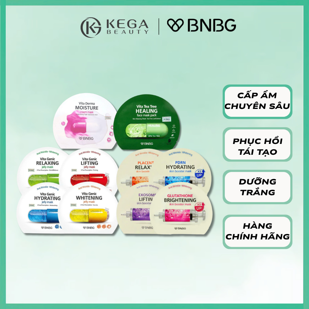Lẻ 01 Miếng Mặt Nạ BNBG Vita Genic, Skin Booster, Tràm Trà Dưỡng Da Hàn Quốc