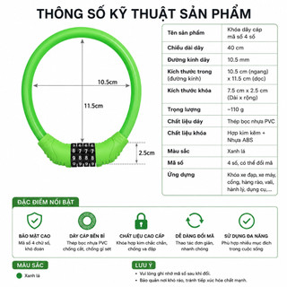 Khoá dây 4 số cao cấp cho xe đạp