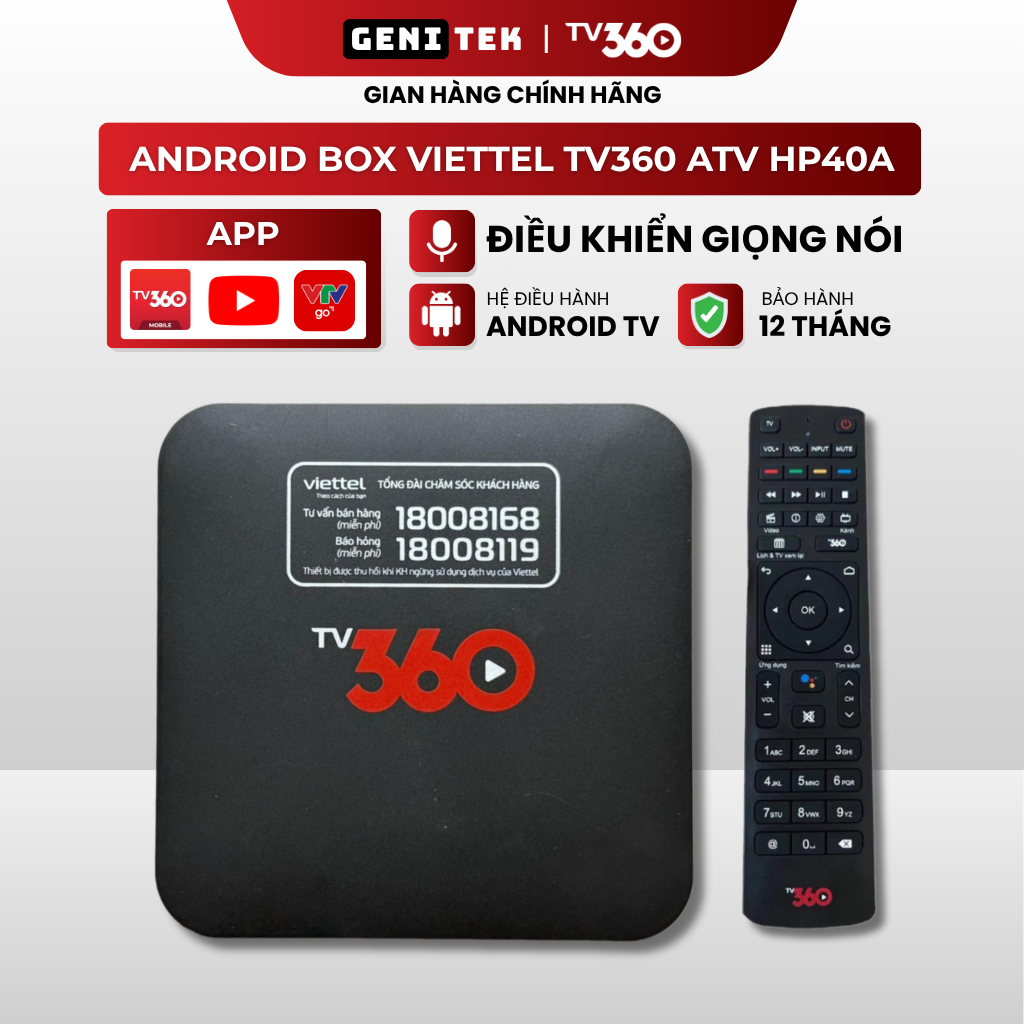Đầu Android TV Box Tv360 Viettel Mã HP40A đẹp, Karaoke, Xem Youtube, Bóng đá, Xem TV Miễn phí