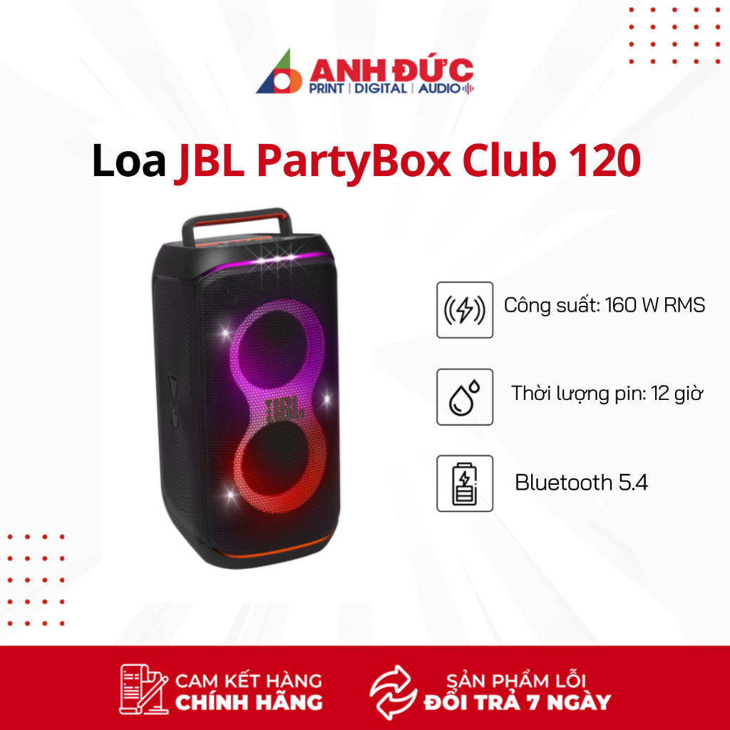 Loa JBL PartyBox Club 120 | Black (Chính Hãng) - Bảo hành 12 tháng