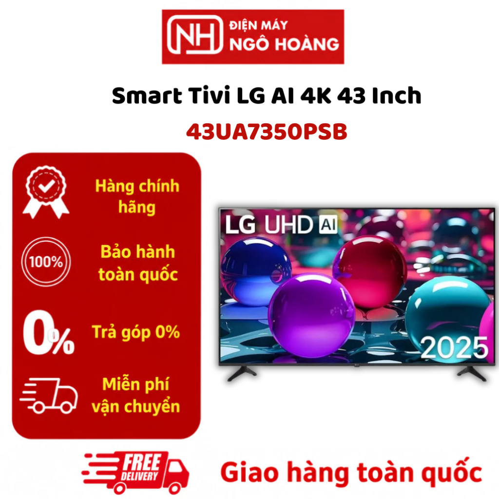 43UA7350PSB - Smart Tivi LG AI 4K 43 Inch 43UA7350PSB chính hãng, hình ảnh sắc nét, giải trí thông m