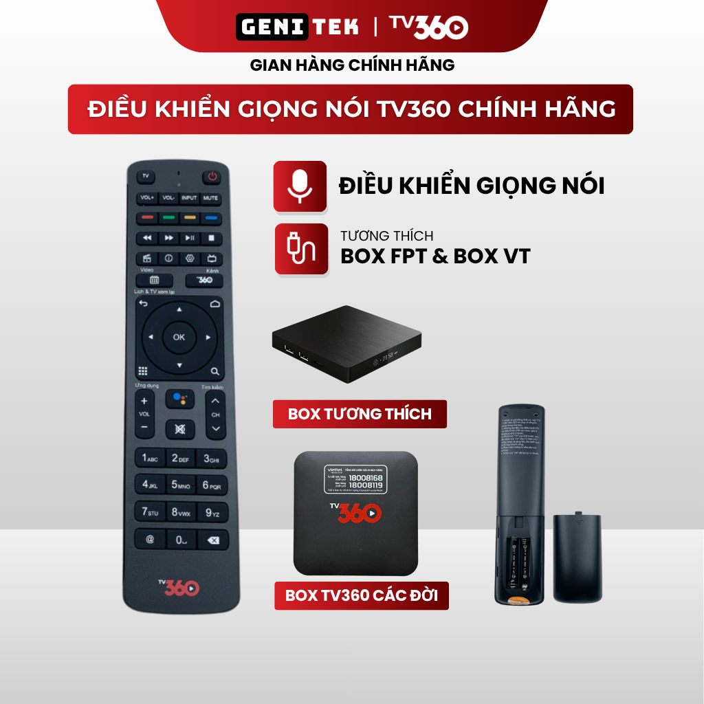 Điều khiển Giọng nói TV360 chính hãng Mới nhất 2026 Dùng cho TV360 và nhiều loại Box