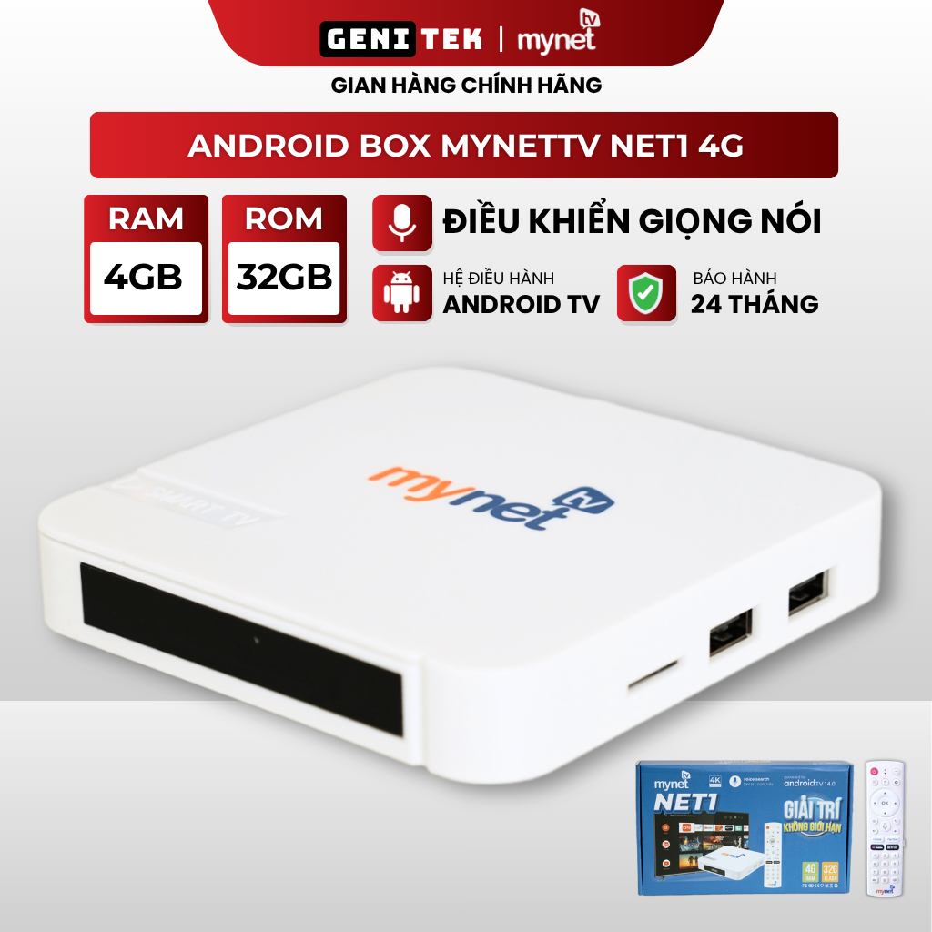 Đầu Android MYTV NET1 4G Chính hãng Mới Nhất 2026 - Có Giọng nói, Xem TV, Youtube, Bóng đá