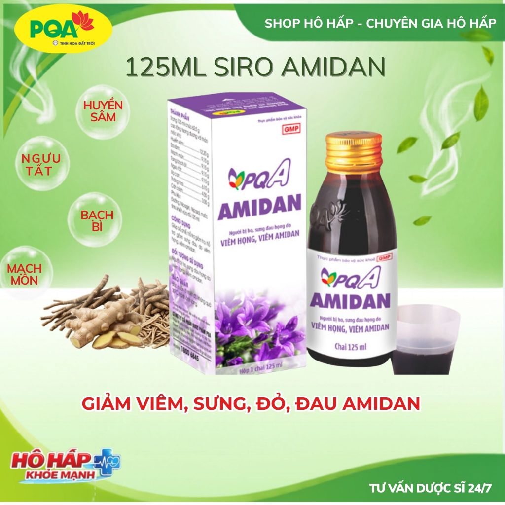 PQA AMIDAN dùng cho Người bị ho, sưng đau họng do viêm họng, viêm amidan.