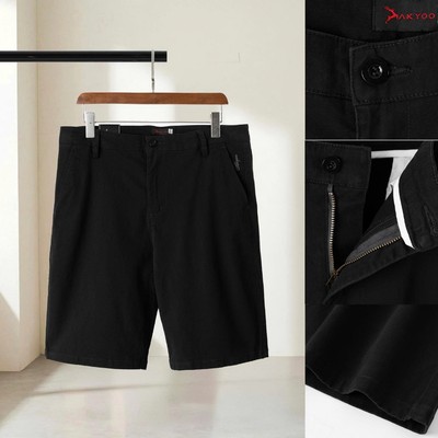 Quần Short Kaki Big Size Nam 80-140kg AKYOO Vải Cotton Co Giãn, Thoải Mái -  SK DEN TRON - GHI - X THAN