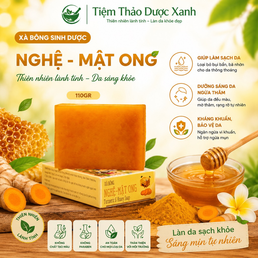 Xà Bông Nghệ Mật Ong - xà phòng sinh dược 110gr
