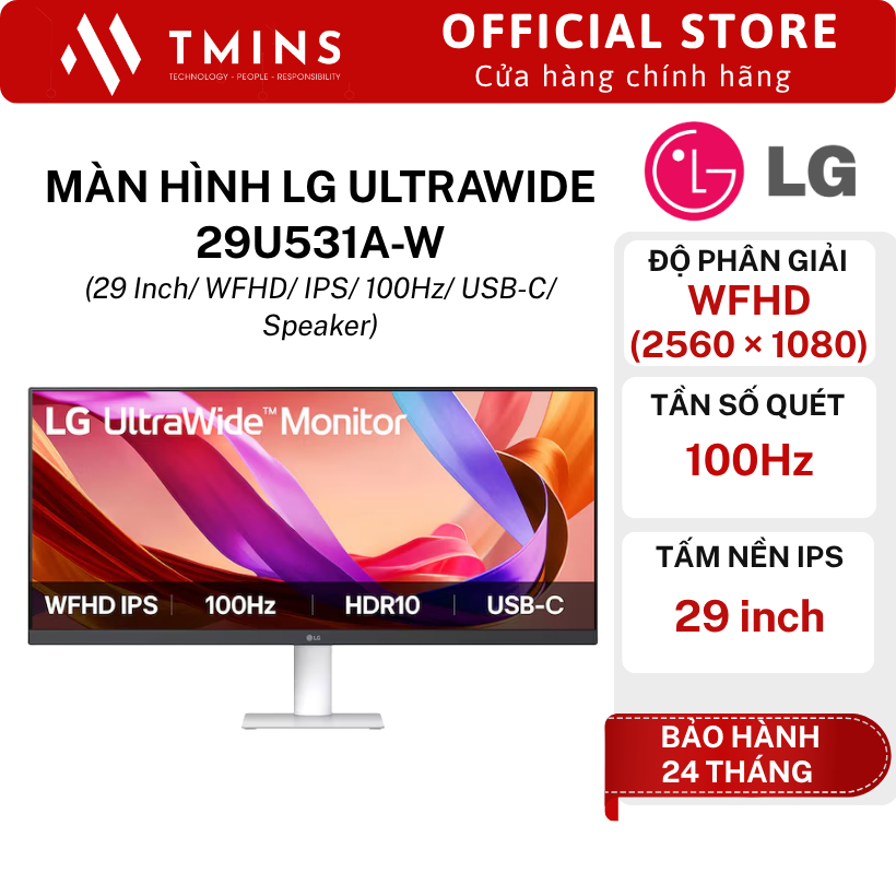 Màn hình LG UltraWide 29U531A-W (29 Inch/ WFHD/ IPS/ 100Hz/ USB-C/ Speaker) - Hàng chính hãng
