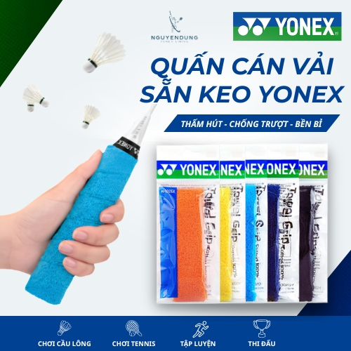 Quấn cán vải Yonex sẵn keo dán, thấm hút mồ hôi chống trượt tay cầm dễ tái sử dụng AC402EX