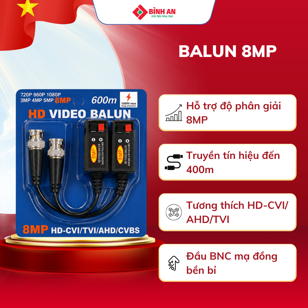 Balun 8MP - Thiết bị kết nối camera kỹ thuật số 8MP I PHỤ KIỆN CAMERA