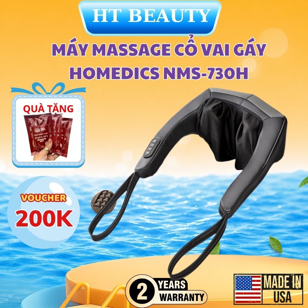 Máy massage cổ vai gáy HOMEDICS NMS-730 HT Beauty Shiatsu 3D kèm nhiệt 6 bi xoay massage đa chiều