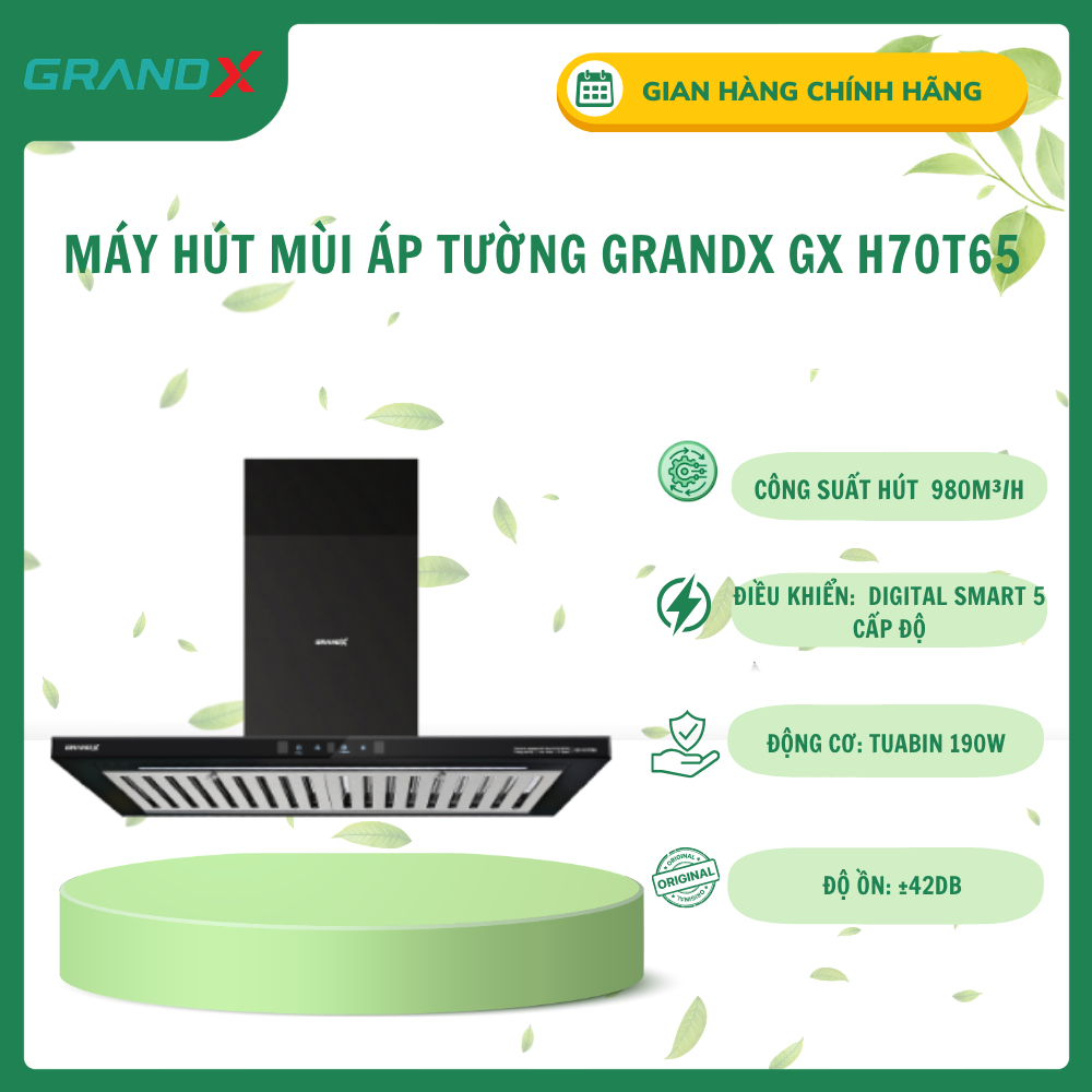 Máy Hút Mùi Áp Tường GrandX GX H70T65 70cm Công Suất Hút 980m³/h Điều Khiển Cảm Ứng 5 Cấp Độ