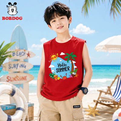 Áo thun hè bé trai BOBDOG, áo ba lỗ basic chất vải cotton mềm mát, áo trẻ em in hình hello summer cute cho bé