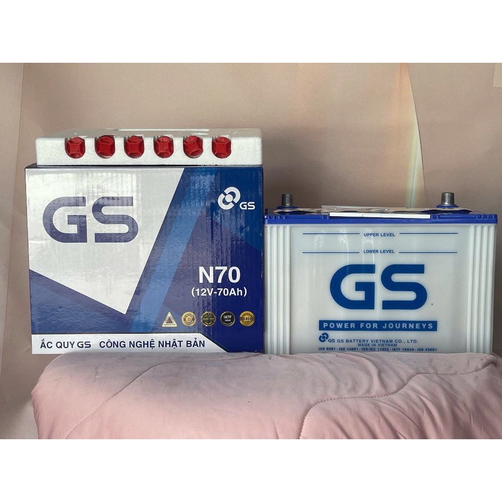 Ắc Quy GS N70 12V 70Ah Nước Chính Hãng Cho Ô Tô, Xe Tải Nhẹ
