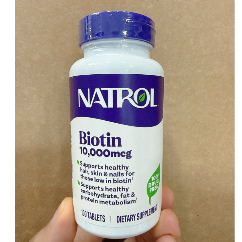 Viên Uống Mọc tóc Natrol Biotin Beauty 10000 Mcg, hộp 100 viên, hàng Mỹ (Biotin Mỹ)