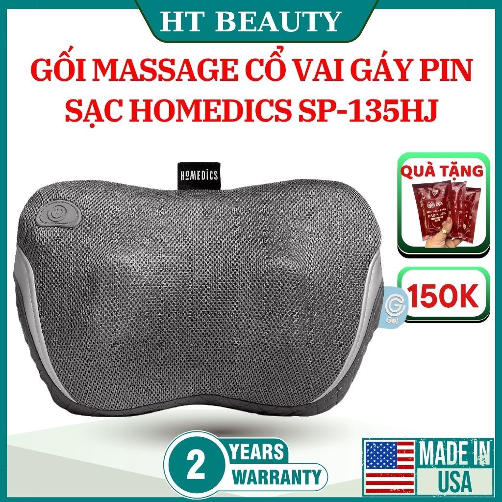 Gối massage HoMedics SP-135  cổ vai gáy lưng Shiatsu 3D  HT Beauty