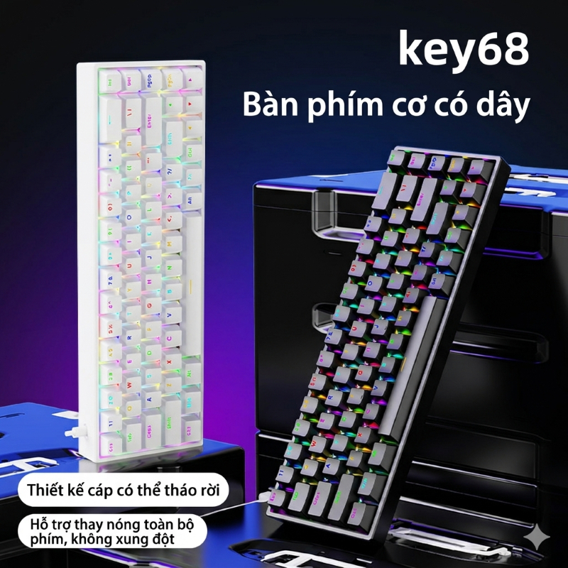 Bàn Phím Cơ Không Dây K68 68 Phím Hotswap - Bluetooth 5.0 / USB / Có Dây - Pin Sạc Type-C - LED Gami