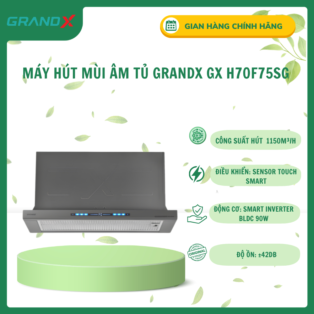 Máy Hút Mùi Âm Tủ GrandX GX H70F75G GX H70F75SG - Công Suất Hút1150m3h - Smart Inverter BLDC 90W