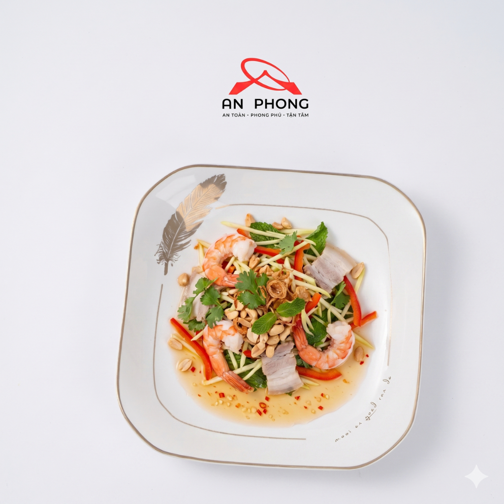Dĩa Vuông 8 Inch Square Plate Sứ Cao Cấp, Thanh Lịch | An Phong