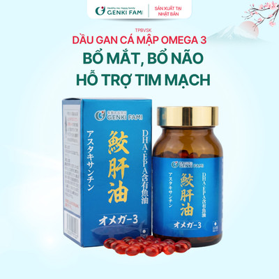 TPBVSK Omega 3 Bổ Mắt Hỗ Trợ Người Cận Thị, Tốt Cho Trí Não Tim Mạch, Astaxanthin Ngăn Ngừa Lão Hóa Genki Fami Nhật Bản