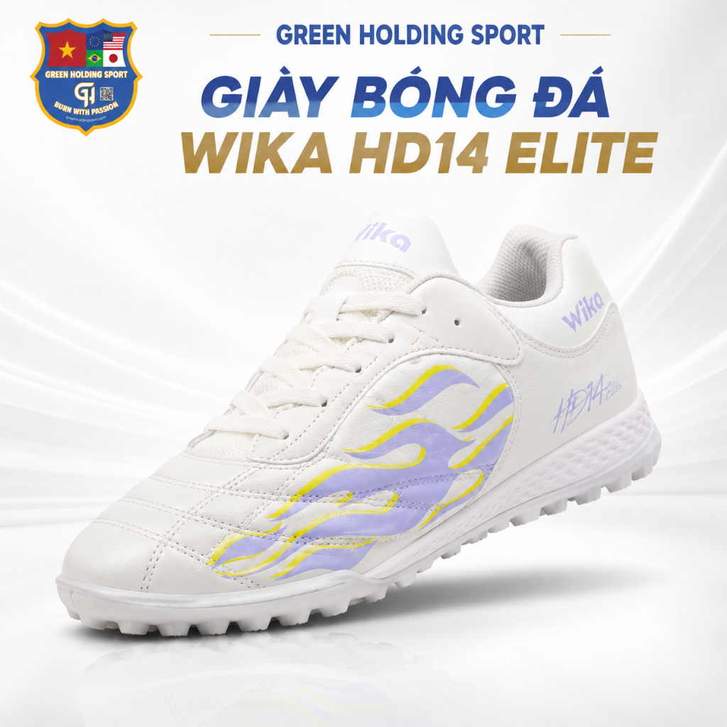 Giày Bóng Đá Wika HD14 Elite Da Hyper - Light, Đinh TF, Ôm Chân, Bền Đẹp