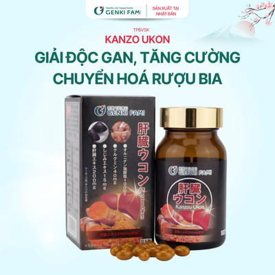 TPBVSK Viên Uống Bổ Gan Giúp Giải Độc Gan, Mát Gan, Giảm Căng Thẳng Mệt Mỏi, Hạ Men Gan Kanzo Ukon Genki Fami Nhật Bản