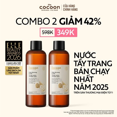 [MUA 2 GIẢM 42%] Combo 2 Nước tẩy trang bí đao Cocoon tẩy sạch makeup & giảm dầu 500ml