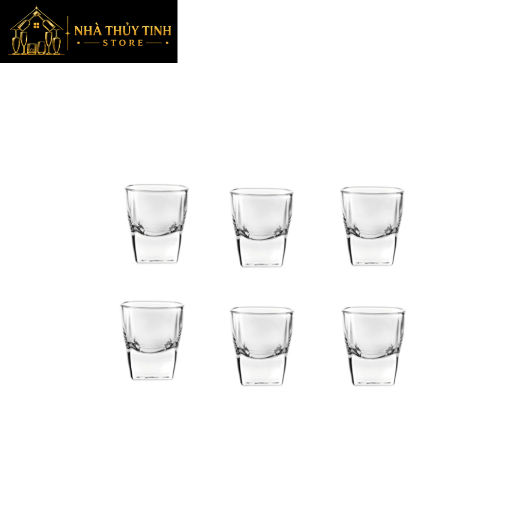 Bộ 12 ly shot thuỷ tinh đế vuông | Dung tích 22ml | Ly rượu shot thuỷ tinh