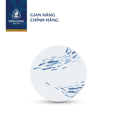 Dĩa Tròn 25 cm Sứ Cao Cấp Minh Long - Cá Cơm Sương Mờ