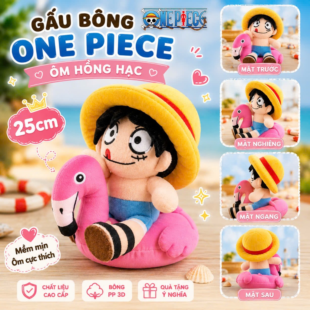 Gấu Bông Luffy Mũ Rơm Hoạt Hình One Piece 25cm Đáng Yêu,THú Nhồi Bông Hình Luffy Sang Trọng- quà tặn