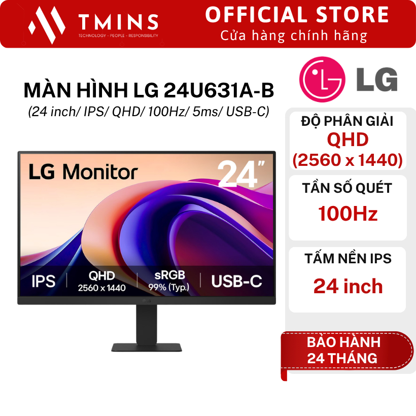 Màn Hình LG 24U631A-B, 27U631A-B (24, 27 inch/ IPS/ QHD/ 100Hz/ 5ms/ USB-C) - Hàng chính hãng