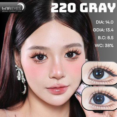 [6 tháng] Lens mắt FB-220 Gray (GY-698) màu xám tự nhiên, viền xanh, size nhỏ - thương hiệu LUNA EYES