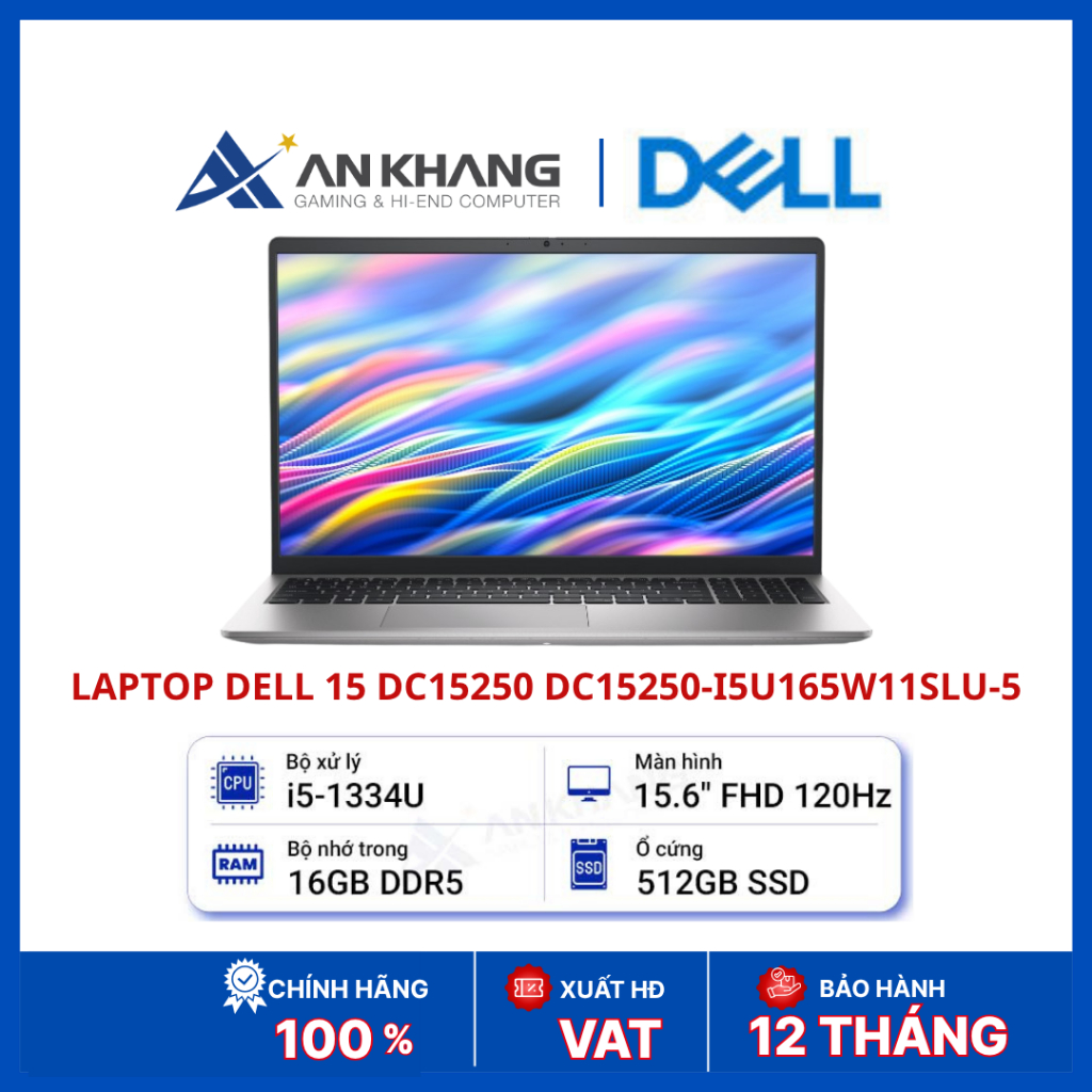 Laptop Dell 15 DC15250 DC15250-i5U165W11SLU-5 | i5-1334U | RAM 16GB DDR5 | SSD 512GB Gen4 | FHD 120H