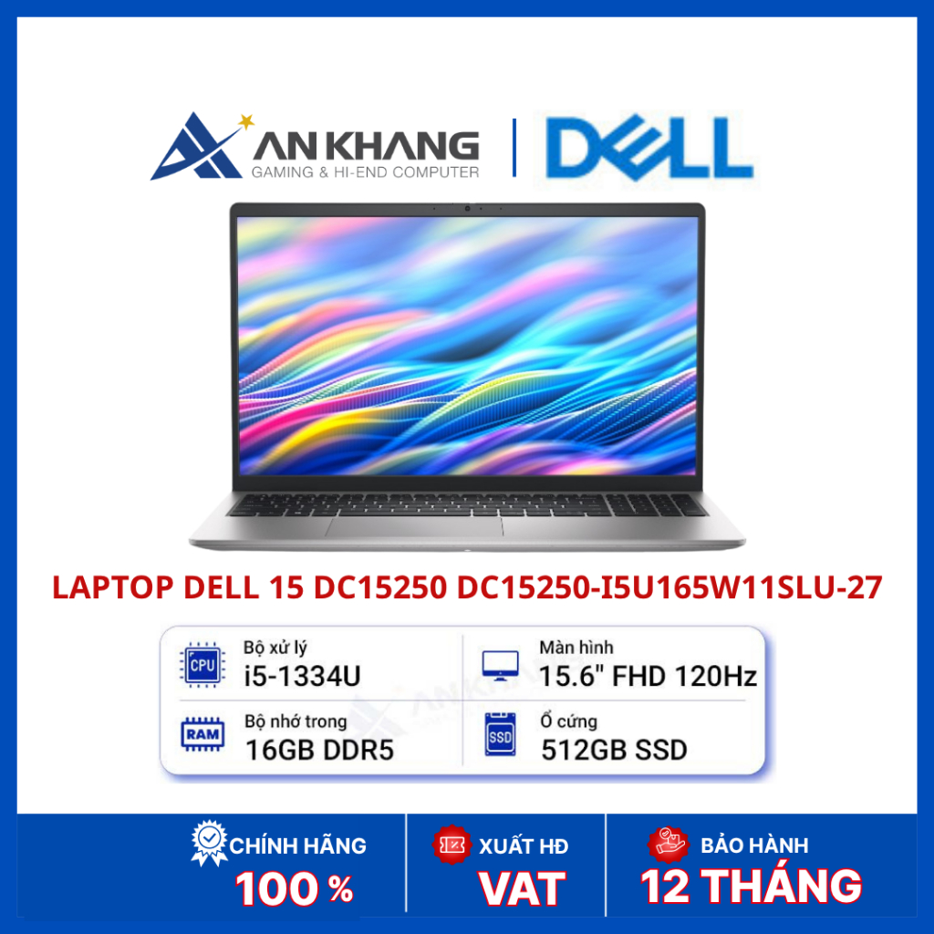 Laptop Dell 15 DC15250 DC15250-i5U165W11SLU-27 | i5-1334U | RAM 16GB DDR5 | SSD 512GB Gen4 | FHD 120