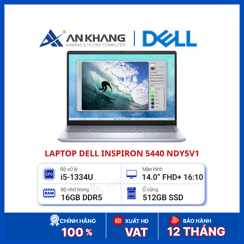 Laptop Dell Inspiron 5440 NDY5V1 | i5-1334U | RAM 16GB DDR5 | SSD 512GB NVMe | 14inch FHD+ IPS | Iri
