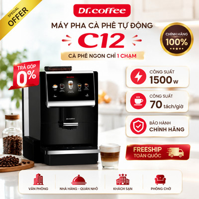 Máy Pha Cà Phê Tự Động Dr.Coffee C12-B | Dùng Cho Văn Phòng, Quán Nhỏ, Khách Sạn, LOUNGE / VIP- Chính hãng