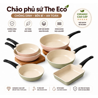 Chảo phủ sứ Ceramic chống dính đáy từ The Eco Daelux bền đẹp nhôm đúc nguyên khối