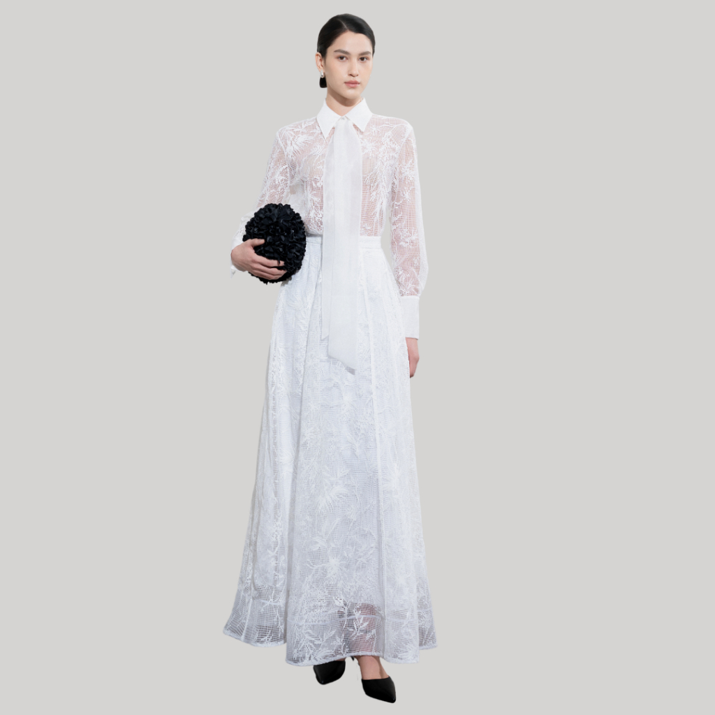 WHITE ANT Chân Váy Xòe Nữ Dáng Dài Cạp Cao SERENE MAXI SKIRT 110900035