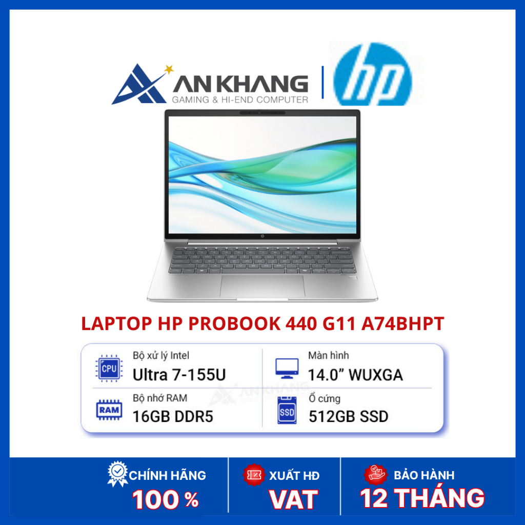 Laptop HP ProBook 440 G11 A74BHPT | Core Ultra 7 155U | RAM 16GB DDR5 | SSD 512GB NVMe | 14inch WUXG