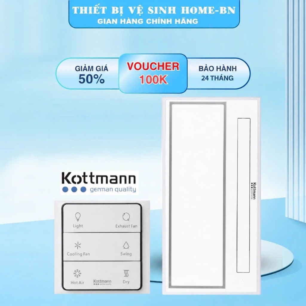 QUẠT SƯỞI ÂM TRẦN, ĐÈN SƯỞI ÂM TRẦN KOTTMANN K8 ĐA NĂNG 5IN1 [ CHÍNH HÃNG ]