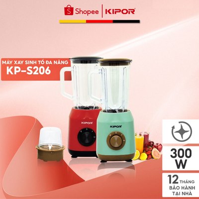 Máy xay sinh tố giá tốt KIPOR KP-S206 - Hai cối đa năng - Bảo vệ tự ngắt chống quá tải -  Bảo hành tại nhà 12 tháng